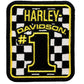 NEW Genuine Harley 3.5 " #1 Number One Emblem Checker Patch Yellow 682608016807