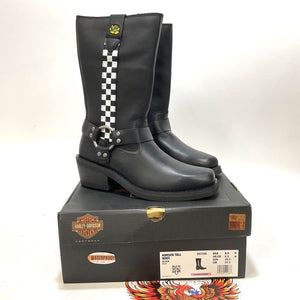 NEW Harley SZ 8.5 Womens Korsen Black 10" Waterproof Harness Boots D87296-8.5