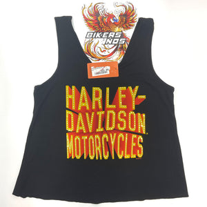 NEW Genuine Harley SZ XL Womens Embellished V-Neck Tank Top Black HT4821BLK-XL