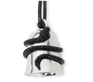 NEW Genuine Harley Black Stone Snake Gremlin Guardian Bell Silver 34M00014