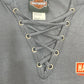 Harley Womens XL Winner Circle Long Sleeve Laced V-Neck Shirt Gray HT4835IRN-XL
