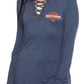 Harley Womens XL Winner Circle Long Sleeve Laced V-Neck Shirt Gray HT4835IRN-XL