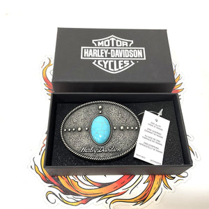 NEW Harley Womans Turquoise Stone Belt Buckle Antique Nickel Finish MAU009/61
