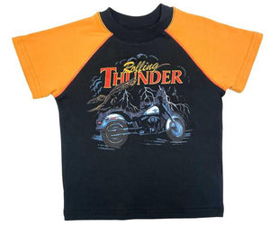 NEW Harley Kids Boys 12/14 Thunder Short Sleeve Shirt Black/Orange 1091526