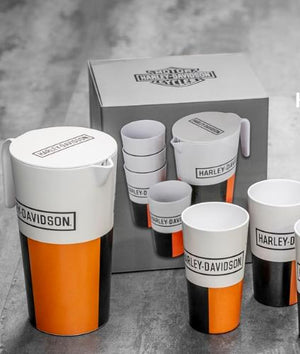 NEW Genuine Harley Retro Block Pitcher Set Pitcher & Four Pint Glasses HDX-98650