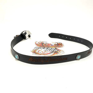 NEW Harley Woman's Medium Embossed H-D Turquoise Stone Leather Belt BMW021/01M