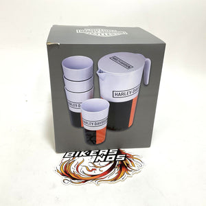 NEW Genuine Harley Retro Block Pitcher Set Pitcher & Four Pint Glasses HDX-98650