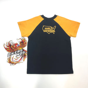 NEW Harley Kids Boys 4/5 Thunder Short Sleeve Shirt Black/Orange- 4/5 1081526