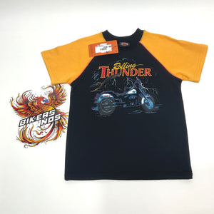 NEW Harley Kids Boys 6/7 Thunder Short Sleeve Shirt  Black Orange 6/7 1081526
