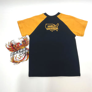 NEW Harley Kids Boys 6/7 Thunder Short Sleeve Shirt  Black Orange 6/7 1081526