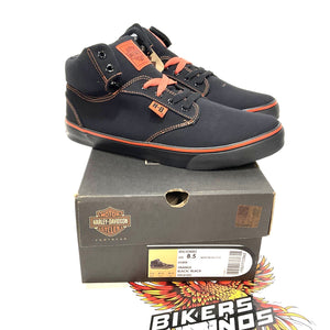NEW Harley Men's Size 8.5 Wrenford Black/Orange 3.5-Inch Sneakers D93898-8.5