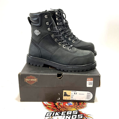 NEW Harley Mens SZ 8.5 Drewett 7.25" Black Waterproof Safety Boots D93855-8.5