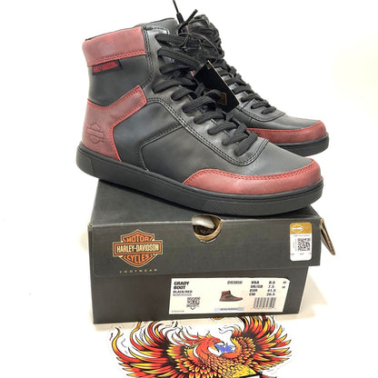 NEW Harley Mens Size 8.5 Grady 5.25-Inch Black and Red Sneaker Boots D93856-8.5