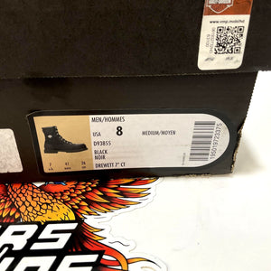 NEW Harley Mens SZ 8 Drewett 7.25-Inch Black Waterproof Safety Boots D93855-8