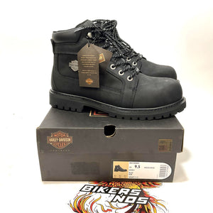 NEW Harley Mens SZ 9.5 Drewett 5.5-Inch Black Waterproof Safety Boots D93854-9.5