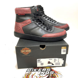 NEW Harley Mens Size 10 Grady 5.25-Inch Black and Red Sneaker Boots D93856-10