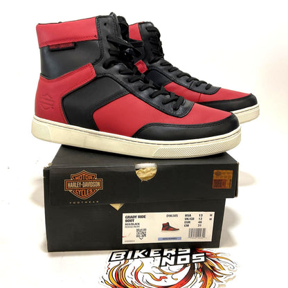 NEW Harley Mens Size 13 Grady 5.25-Inch Red/Black Riding Sneaker Boots D96305-13