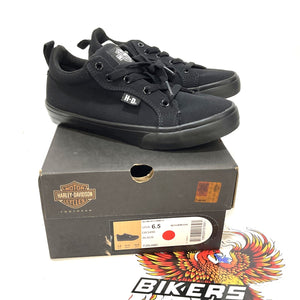 NEW Harley Womens Size 6.5 Torland Black Vulcanized Canvas Sneakers D83496-6.5