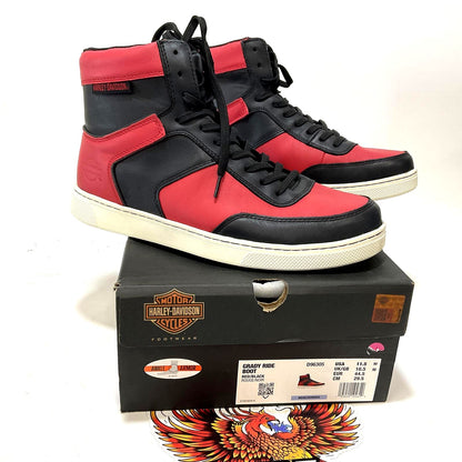 NEW Harley Mens Size 11.5 Grady 5.25" Red/Black Riding Sneaker Boots D96305-11.5