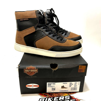 NEW Harley Mens SZ 10.5 Grady 5.25" Brown/Black Riding Sneaker Boots D96304-10.5