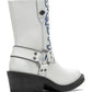 NEW Harley Womens Size 7 Korsen 8-In White Motorcycle Harness Boots D87293-7