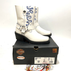 NEW Harley Womens Size 7 Korsen 8-In White Motorcycle Harness Boots D87293-7