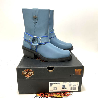 NEW Harley Womens Size 6.5 Korsen Western Styled Blue Harness Boots D87292-6.5