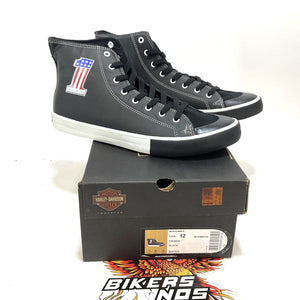 NEW Harley Size 12 Mens Baxter High-Top #1 Black Leather Sneakers D93904-12