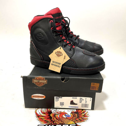 NEW Harley Mens Size 9 Holtman Black 6-Inch Waterproof Motorcycle Boots D96308-9