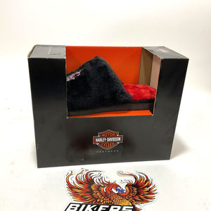 NEW Harley Womens Size 8 Barela Flame Logo Fur House Slippers D84801-8