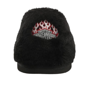 NEW Harley Womens Size 8 Barela Flame Logo Fur House Slippers D84801-8