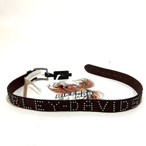 Harley Woman's Small Heat Embossed Logo Genuine Leather Belt Brown BMW014/01S