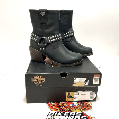 NEW Harley Womens Size 5.5 Tamori 6-In Black Biker Harness Boots D84670-5.5