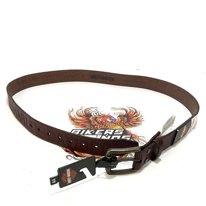 Harley Mens 44" Belt Laser H-D Logo Genuine Leather Belt Brown BMM026/0244