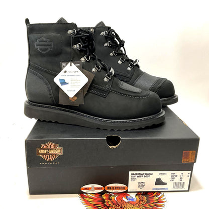 NEW Harley Mens Size 12 Hagerman Warm 5.5-Inch Black Waterproof Boots D96315-12