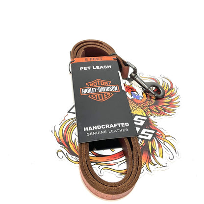 NOS Genuine Harley 60" Leather Embossed H-D Logo Pet Leash Solid Brown MPC260/35