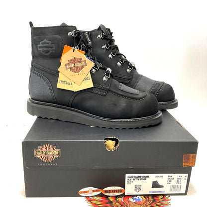 NEW Harley Mens Size 11.5 Hagerman Warm 5.5" Black Waterproof Boots D96315-11.5