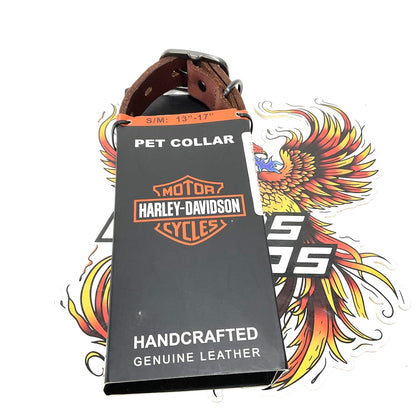 Harley Leather Embossed H-D Logo 13-17" Adjustable Pet Collar Brown MP200/35
