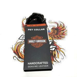 NEW Harley Black Leather Embossed 13-17" Dog Pet Collar MPC200/08M