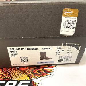 NEW Harley Mens Size 7.5 Dallam 8.75-Inch Brown Engineer Biker Boots D93850-7.5