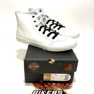 NEW Harley Mens Size 11 Nathan High-Top White Leather Sneakers D93901-11