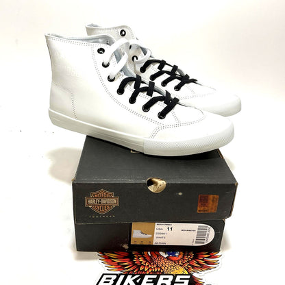 NEW Harley Mens Size 11 Nathan High-Top White Leather Sneakers D93901-11