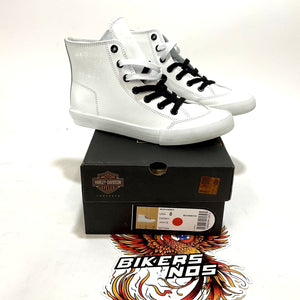 NEW Harley Mens Size 8 Nathan High-Top White Leather Biker Sneakers D93901-8