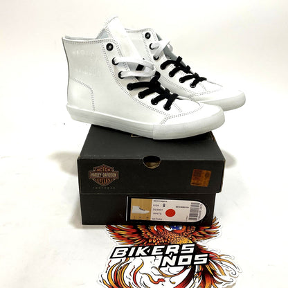 NEW Harley Mens Size 8 Nathan High-Top White Leather Biker Sneakers D93901-8