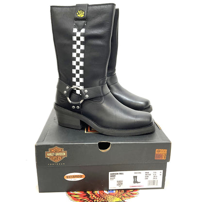 Harley Womens Size 7.5 Korsen Black 10" Waterproof Fashion Harness Boots D87296