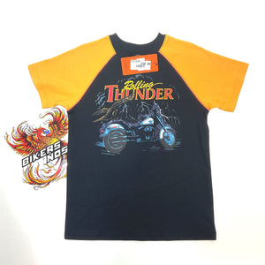 NEW Harley-Davidson Boys 8/10 Thunder Short Sleeve Shirt Black/Orange 1091526