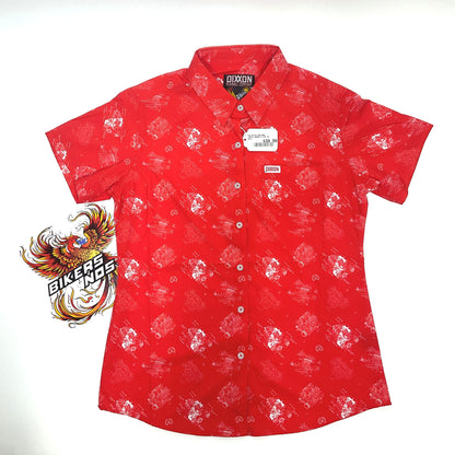 NEW Womens Medium Dixxon Harley 350 Party Short Sleeve Red PS-350-WMD