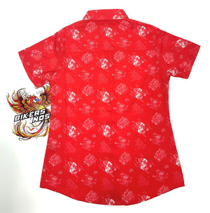 NEW Womens Medium Dixxon Harley 350 Party Short Sleeve Red PS-350-WMD