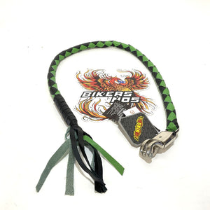 UNIK Black/Green Biker Get Back Whip 36" 2053-GRN