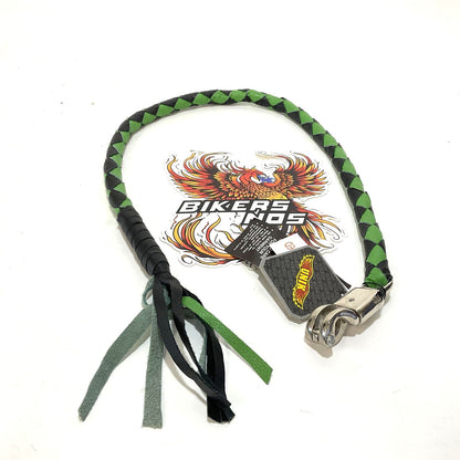 UNIK Black/Green Biker Get Back Whip 36" 2053-GRN